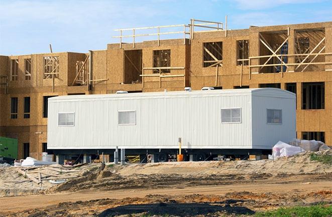 office trailers and equipment rental at a construction site in Tarzana